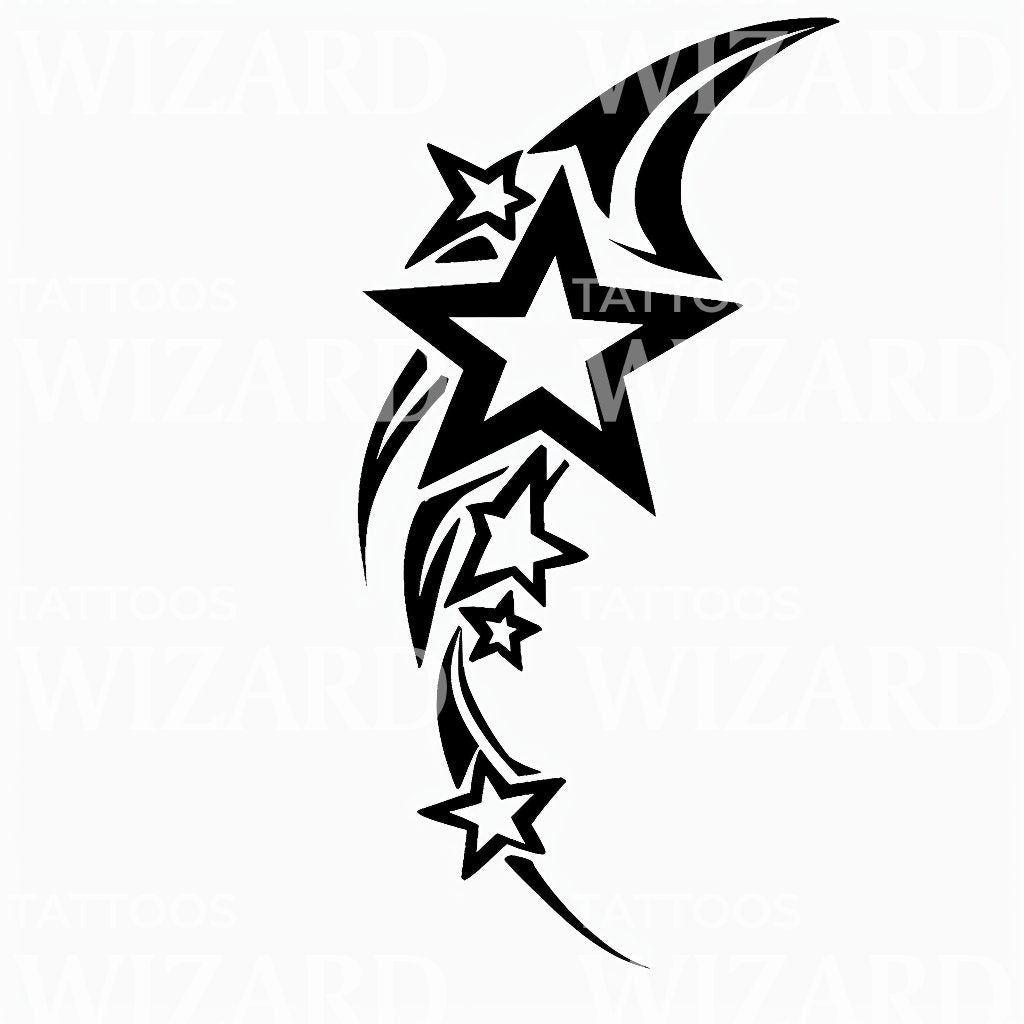 Dynamic Starburst with Bold Tribal Accents Tattoo Idea