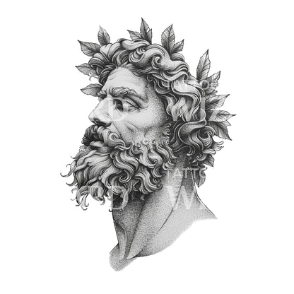 Dyonisus Statue Tattoo Design