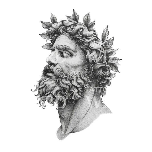 Conception de tatouage de statue de Dyonisus