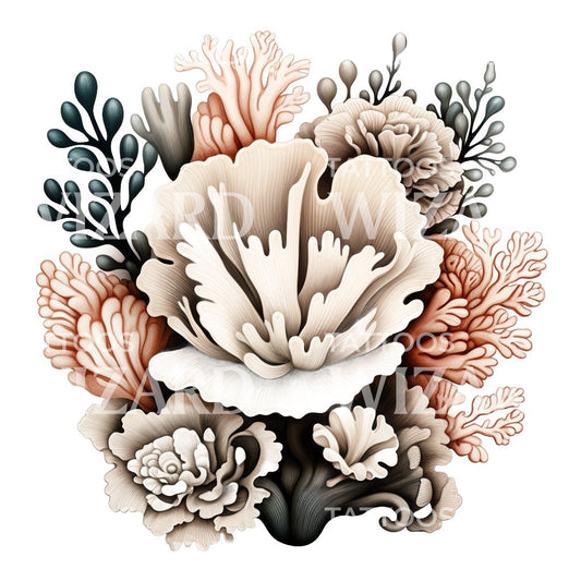 Neotraditionelles Korallenriff-Tattoo-Design