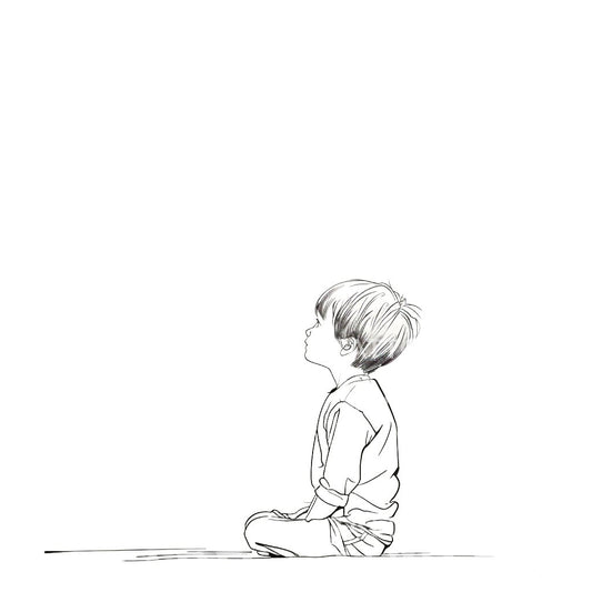 Boy Sitting and Looking at the Sky Tattoo Design