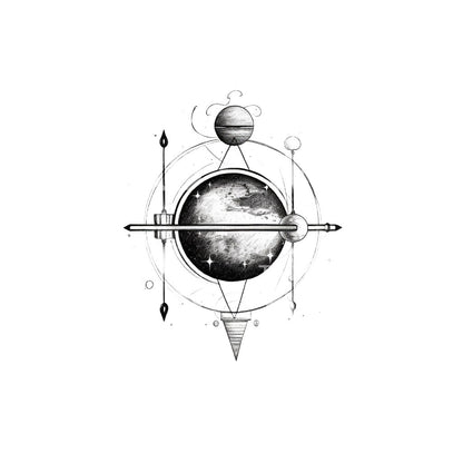Astronomy Dotwork Tattoo Design