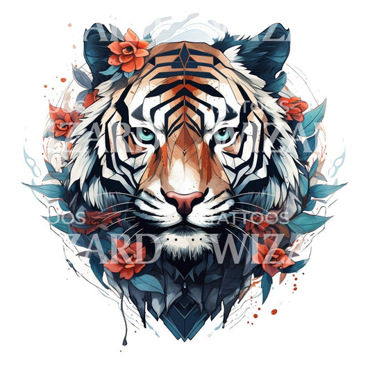 Conception de tatouage de tigre majestueux