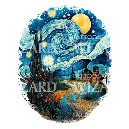 Van Gogh Starry Night Tattoo Design