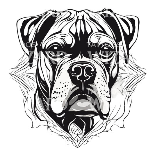 Boxer Dog Head Tattoo Design