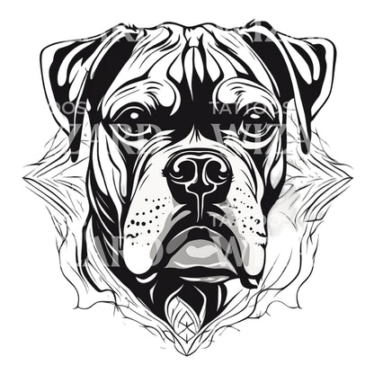 Boxer Dog Head Tattoo Design