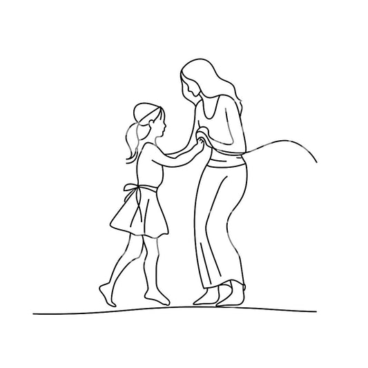 Outline Mother and Daughter Tattoo Design