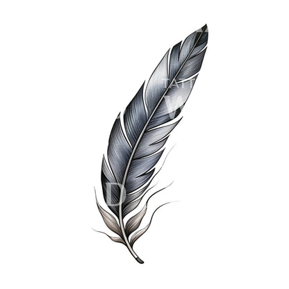 Black and Grey Feather Tattoo Design