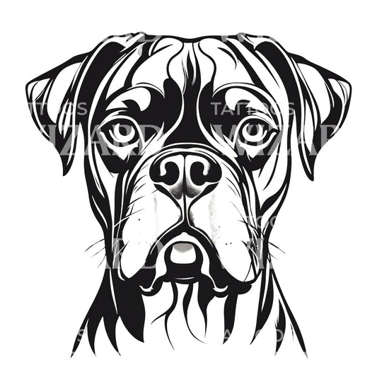 Boxer Dog Head Tattoo Design