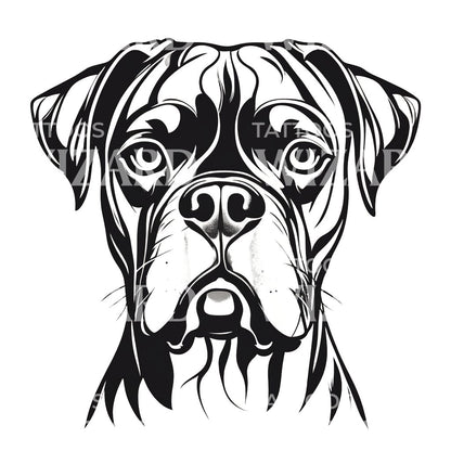 Boxer Dog Head Tattoo Design