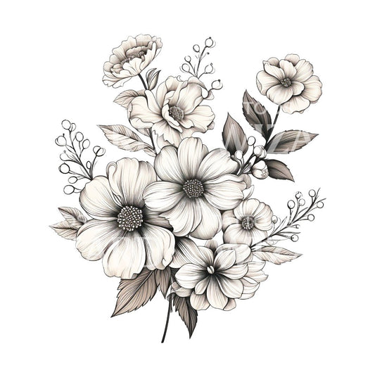 Conception de tatouage de bouquet de fleurs sauvages