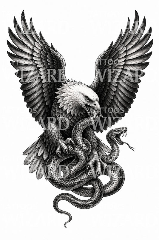 Adelaar en slang tattoo-ontwerp