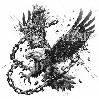 Eagle Breaking Chains Tattoo Design