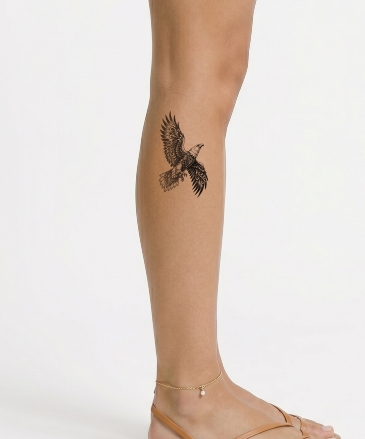 Climbing Eagle Ornamental Blackwork Tattoo