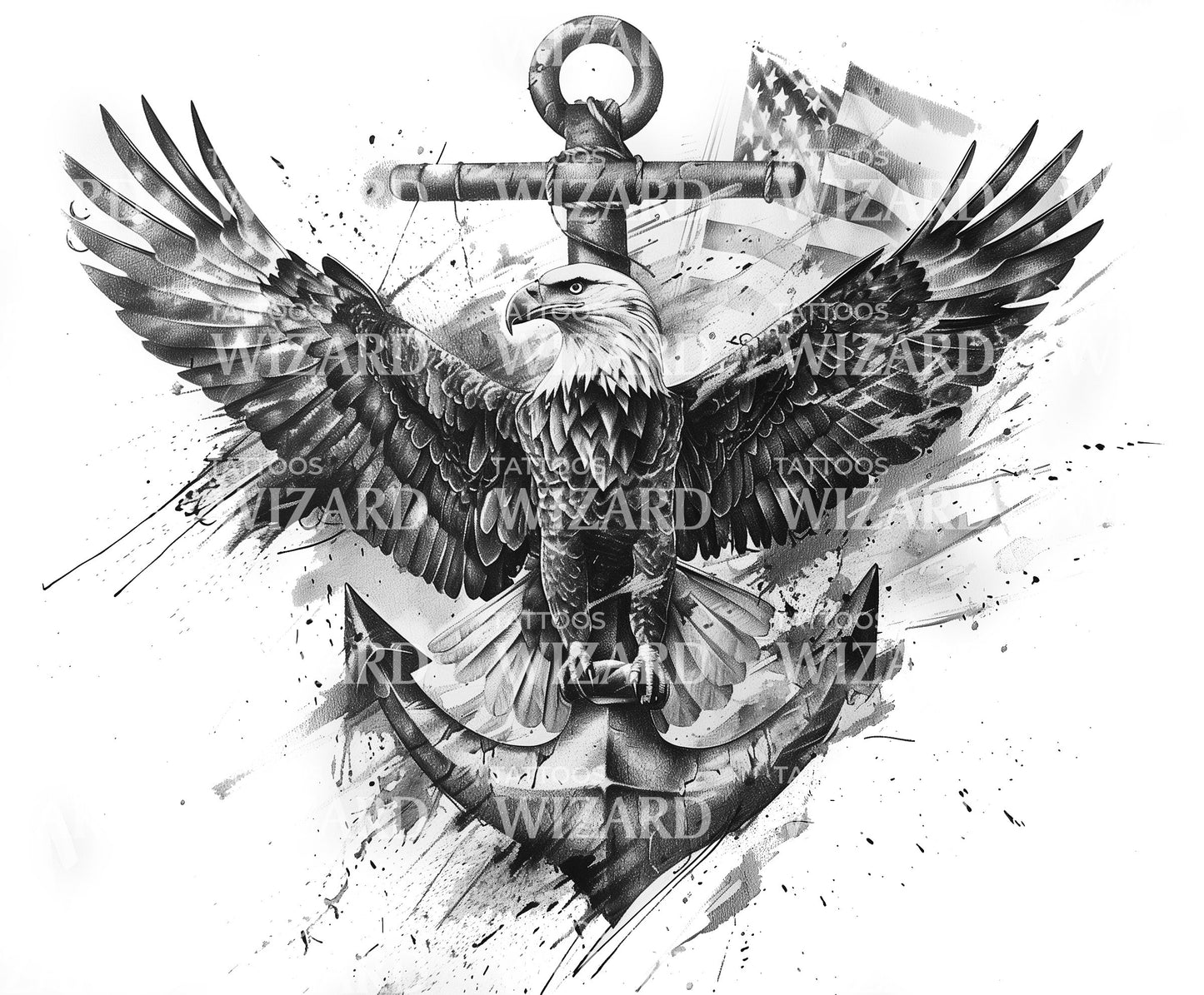 Eagle Facing Front for US Navy Personnel Tattoo Design