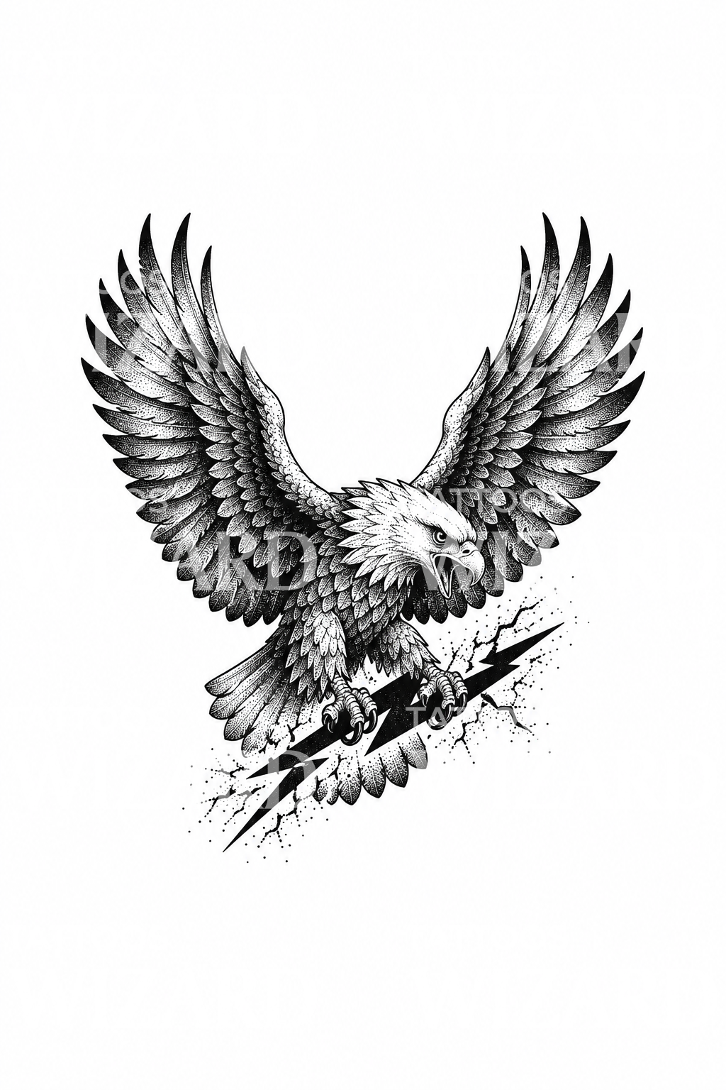 Tattoo-ontwerp van Zeus' adelaar met een bliksemschicht