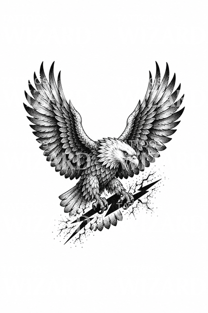 Tattoo-ontwerp van Zeus' adelaar met een bliksemschicht