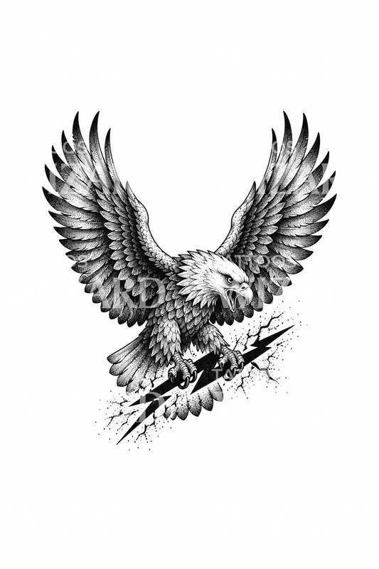 Tattoo-ontwerp van Zeus' adelaar met een bliksemschicht