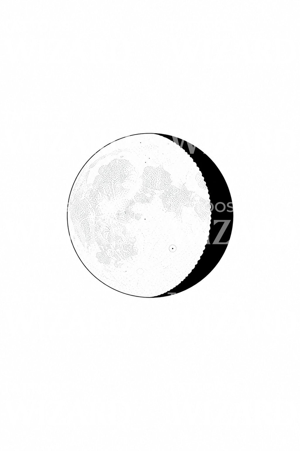 Earthshine Crescent Moon Tattoo Design
