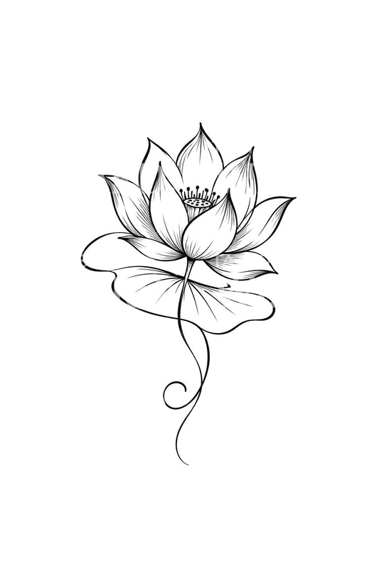 Easy Flow Lotus Outline Tattoo Illustration