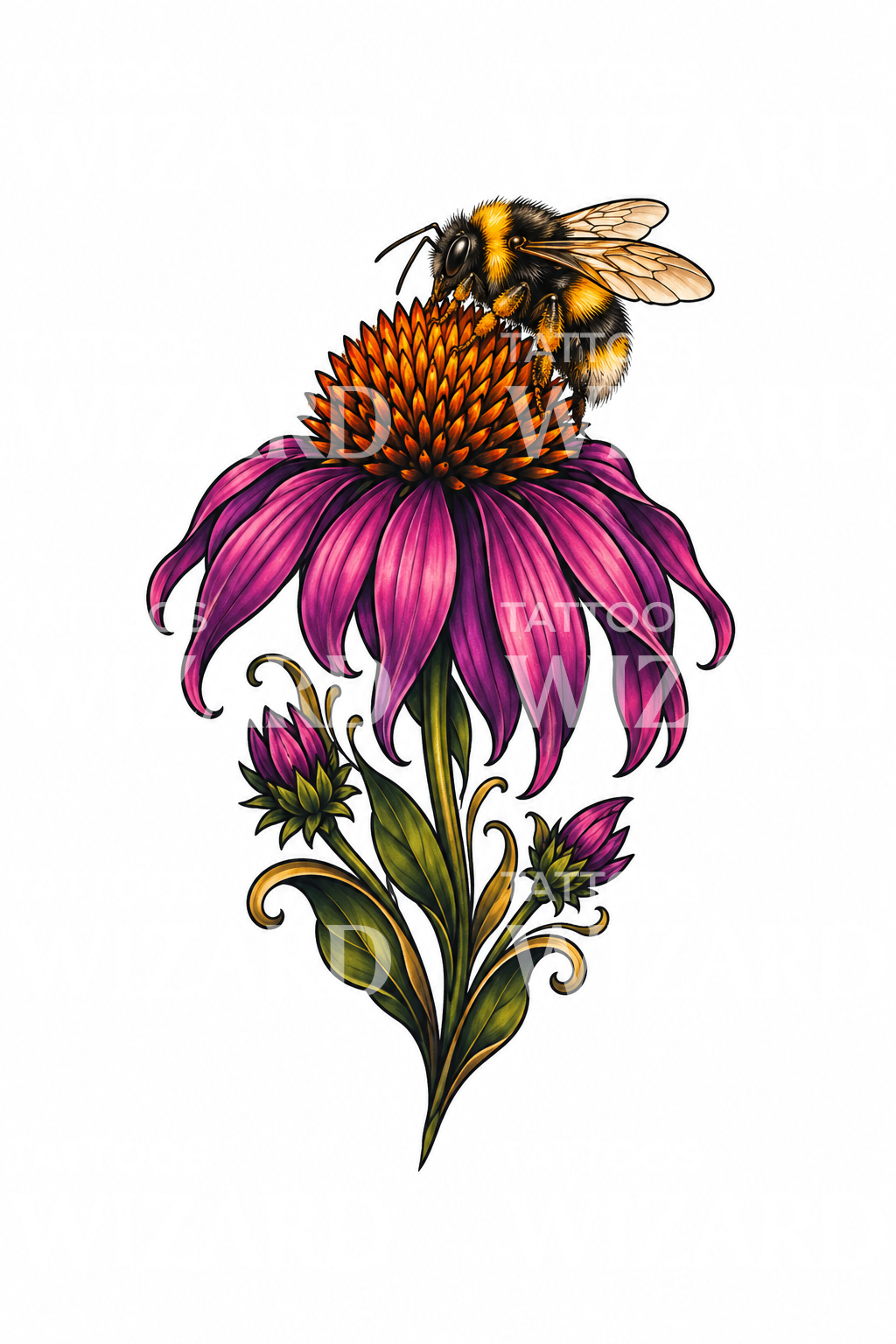 Ekinezya ve bombus arısı dövmesi