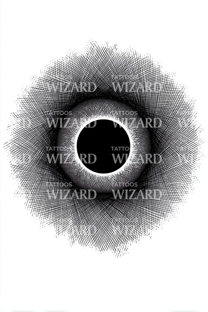 Eclipse Halo Dotwork Tattoo Design
