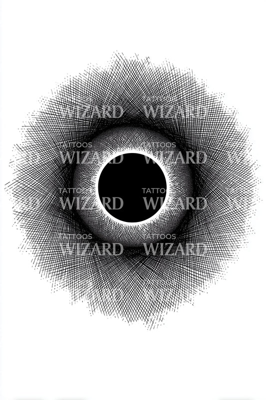 Eclipse Halo Dotwork Tattoo Design