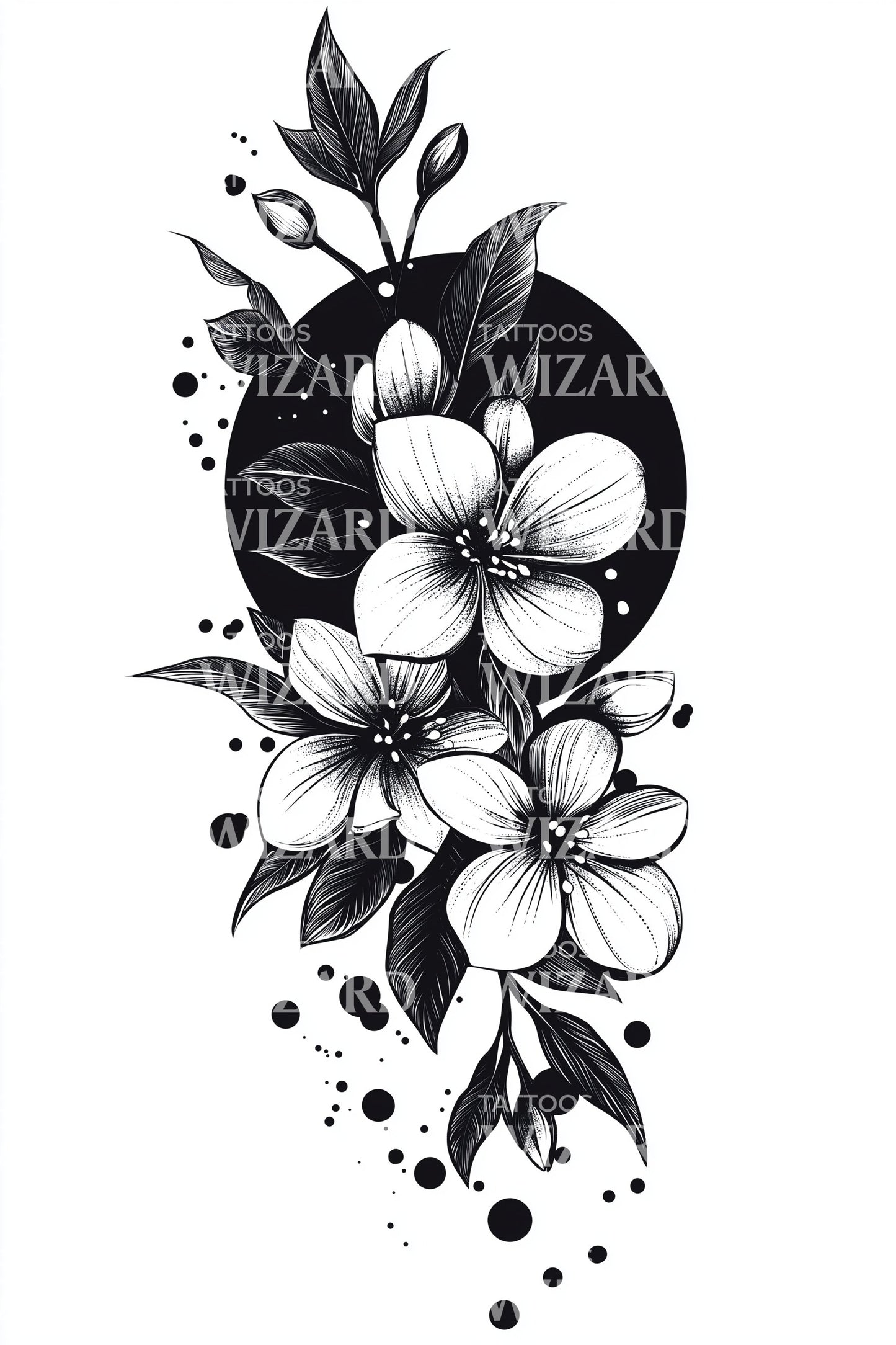 Eclipse Jasmine Cascade Tattoo Design