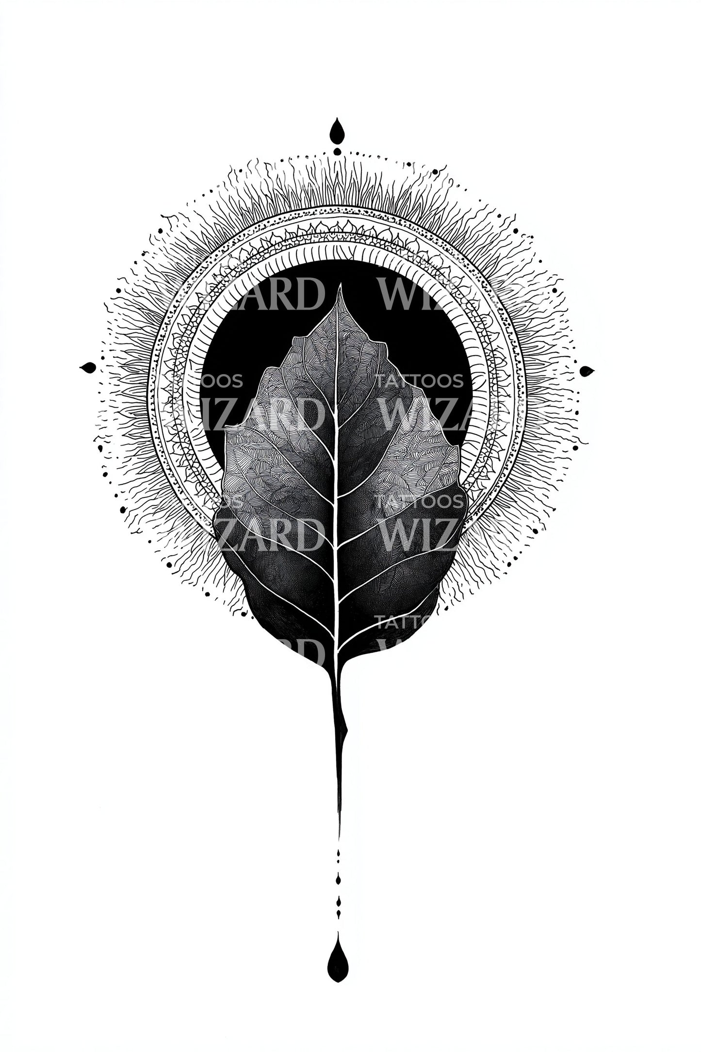 Eclipse Leaf Drip Tattoo Idea