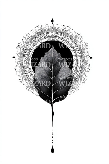 Eclipse Leaf Drip Tattoo Idea