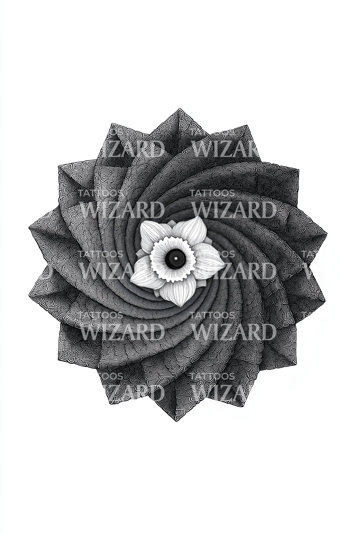 Eclipse Petal Spiral Tattoo Design