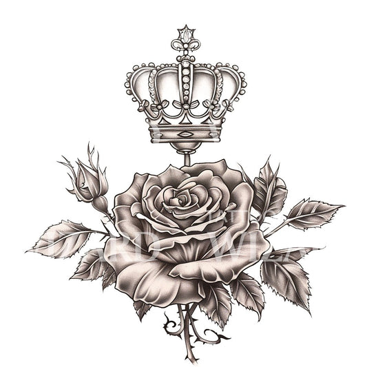 Royal Crown and Rose Tattoo Design