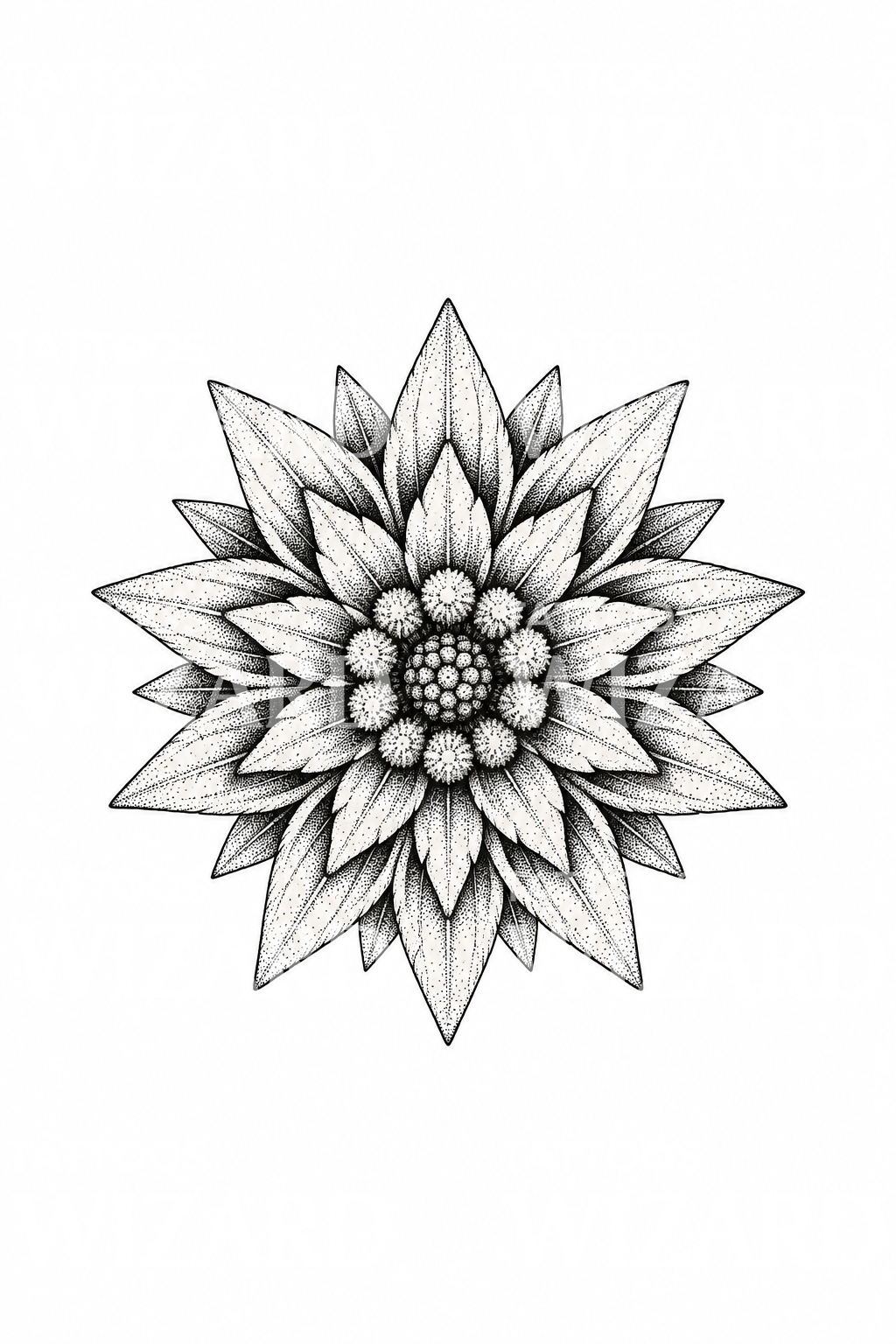 Edelweiss mandala dotwork dövme tasarımı