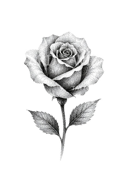 Desain Tato Batang Mawar Dotwork Tanpa Batas