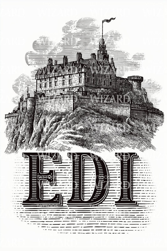 Edinburgh EDI Castle Tattoo Illustration