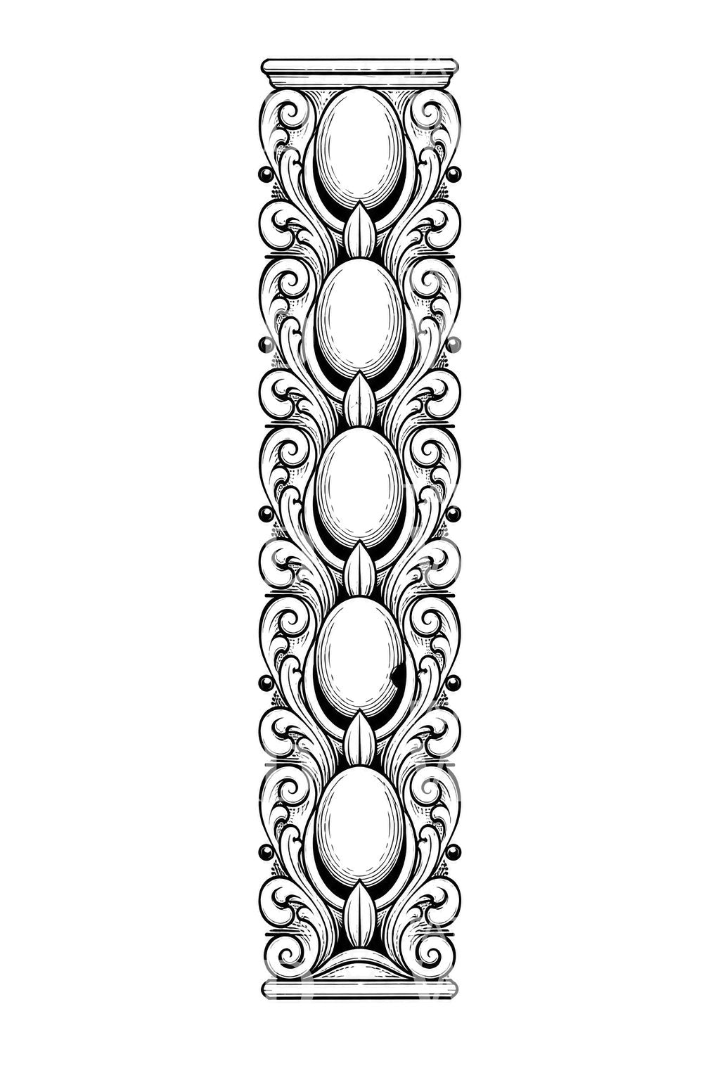Egg and Dart Carved Column Tattoo Design