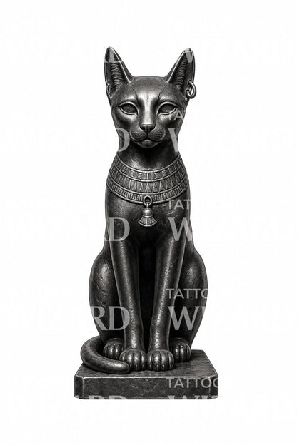 Egyptian Cat Statue Tattoo Design
