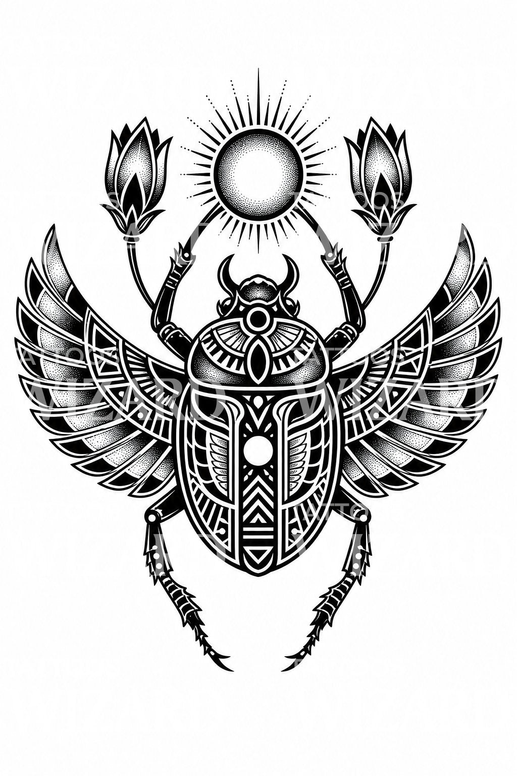 Egyptský skarabeus se sluncem, návrh tetování