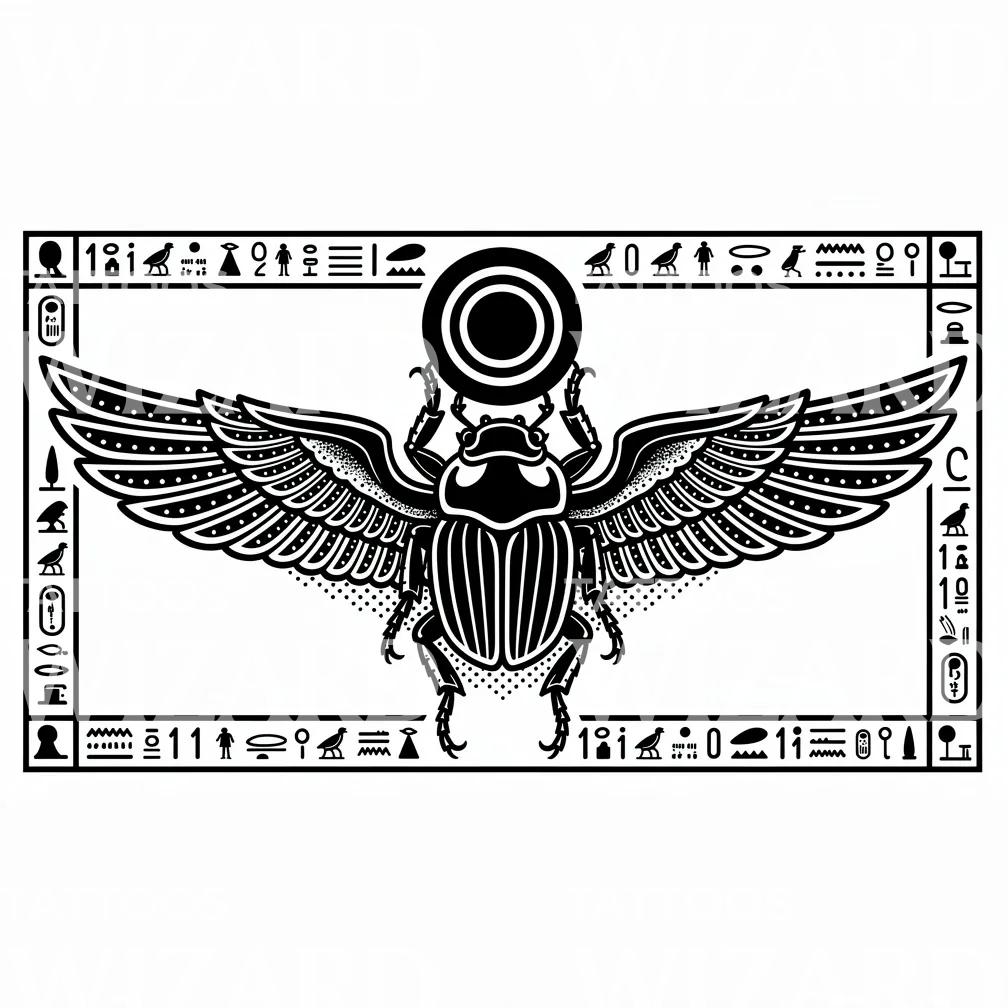 Egyptian Scarab Sun Tattoo Design