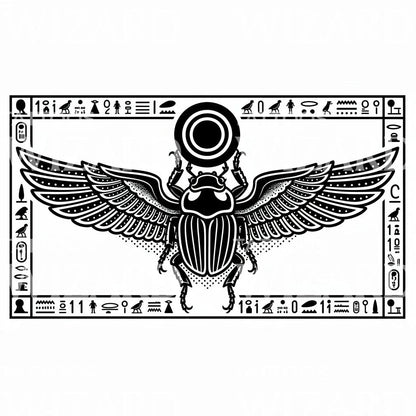 Egyptian Scarab Sun Tattoo Design