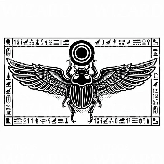 Egyptian Scarab Sun Tattoo Design