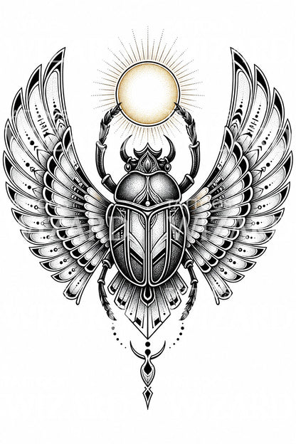 Egyptian Scarab Tattoo Design