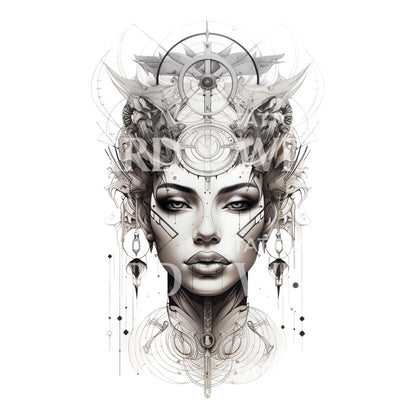 Steam Punk Goddess Tattoo Design