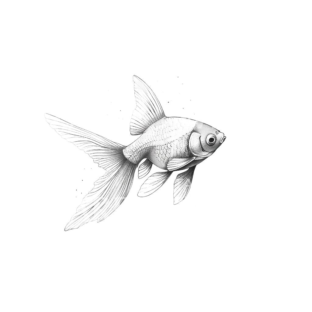 Conception de tatouage de poisson rouge noir et gris