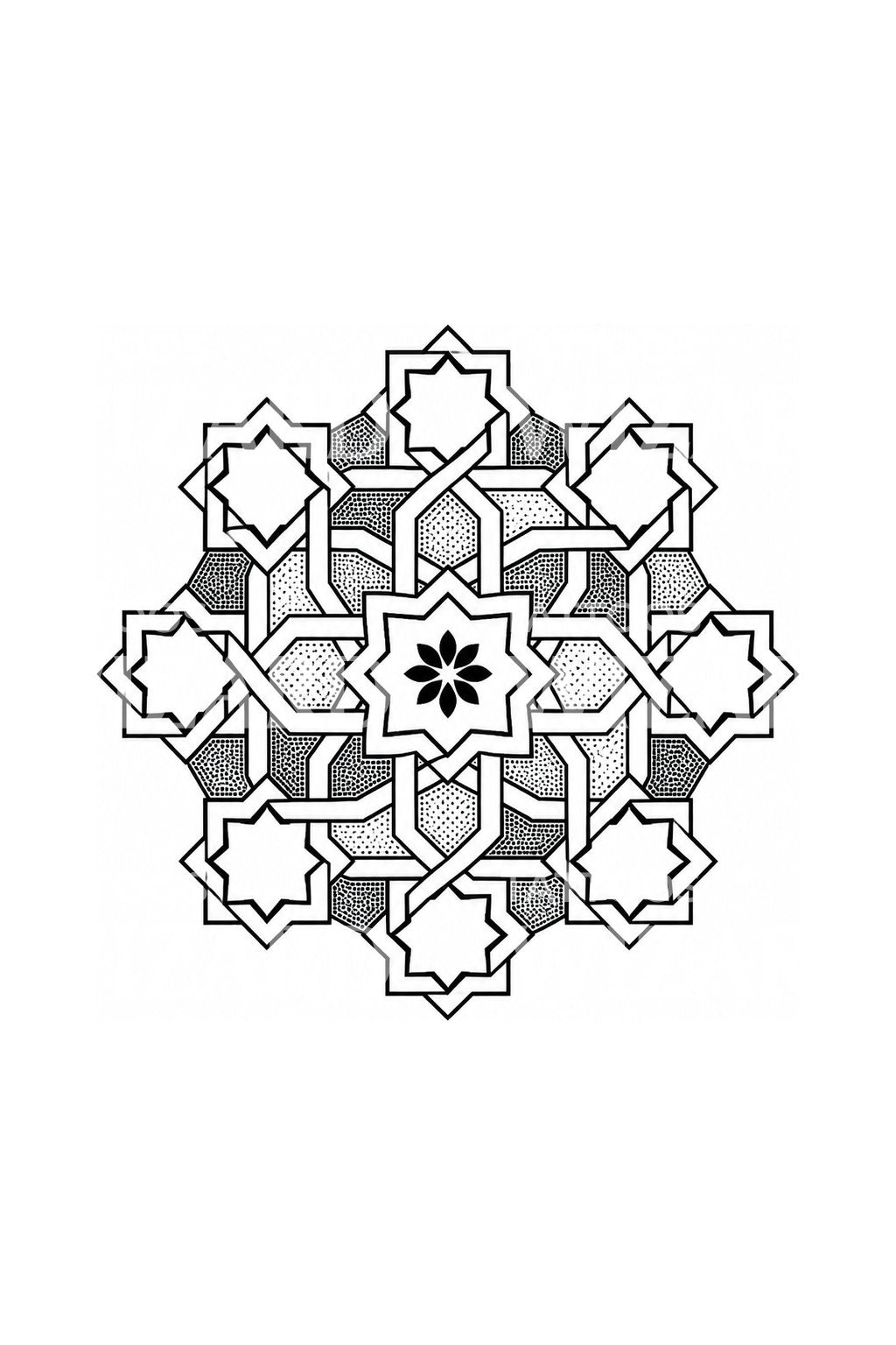 Ornamentales Tattoo-Design mit achtzackigem Stern