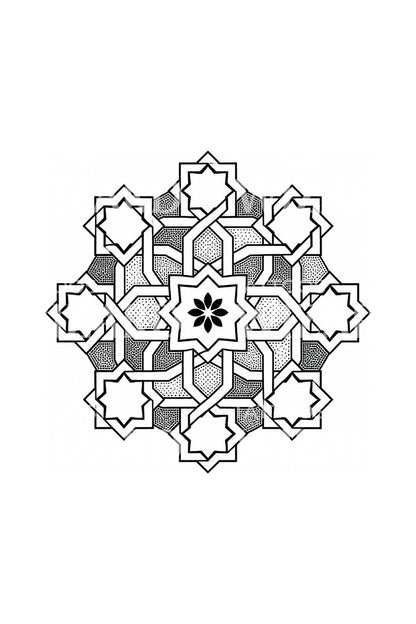 Ornamentales Tattoo-Design mit achtzackigem Stern