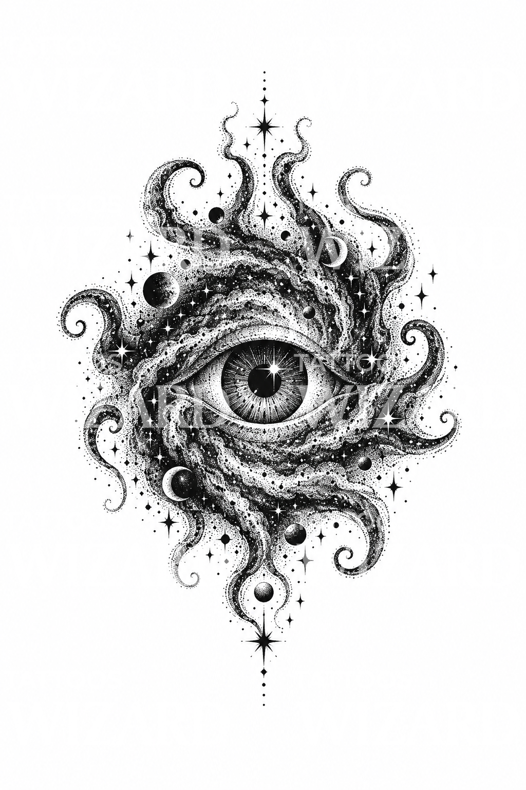 Tato Eldritch Cosmic Eye dalam Nebula Bertitik