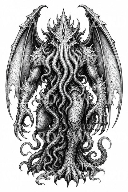 Eldritch Cosmic Horror Tattoo Illustration