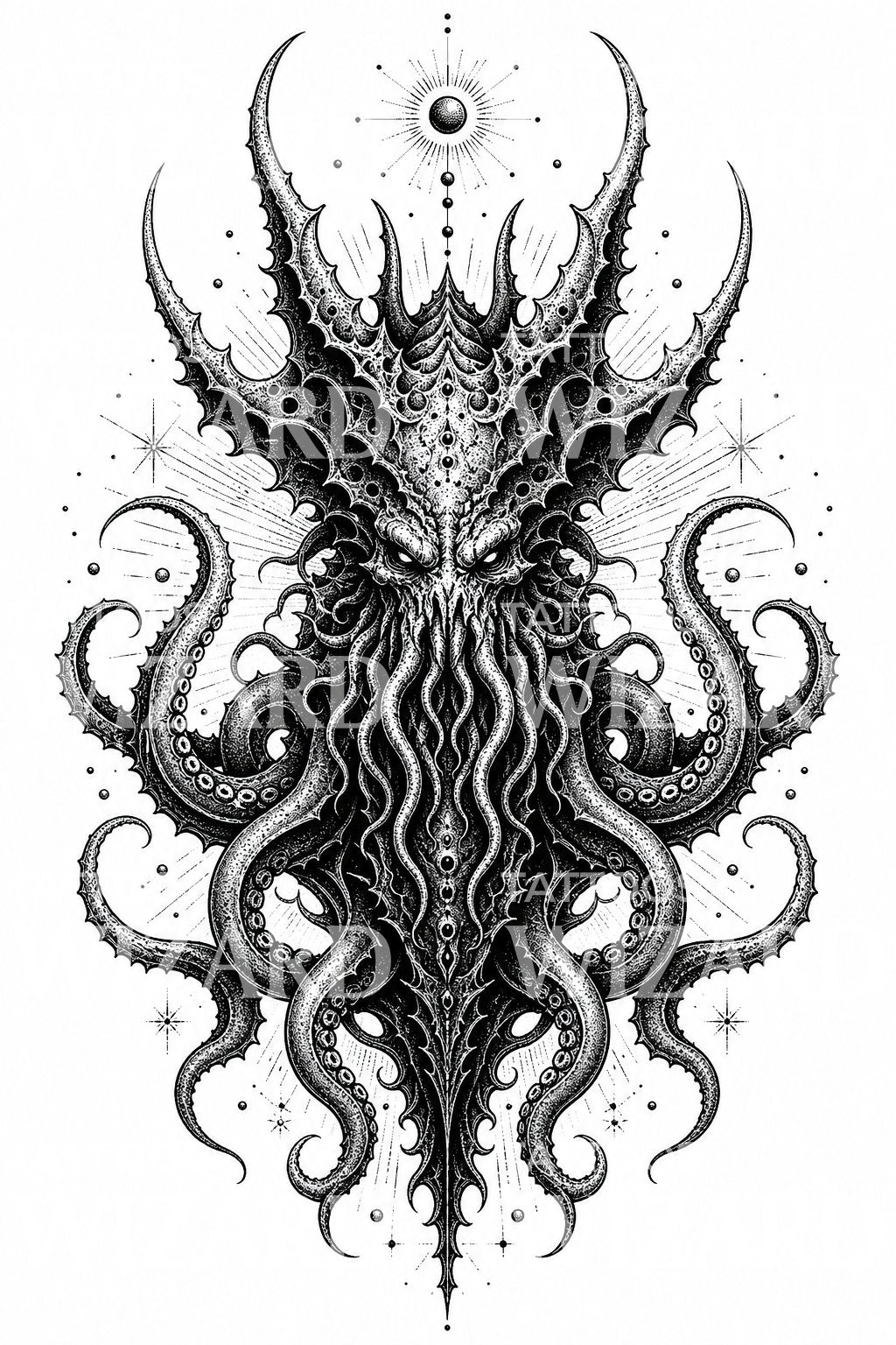 Eldritch Cosmic Leviathan Tattoo Design