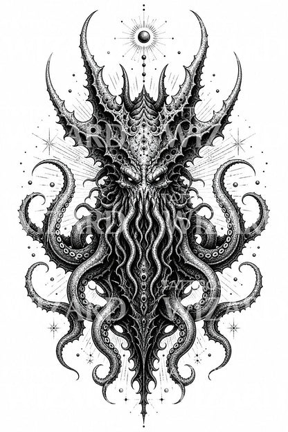 Eldritch Cosmic Leviathan Tattoo Design